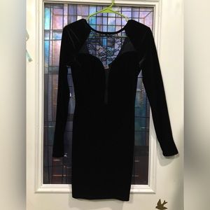 Black velvet dress with lace